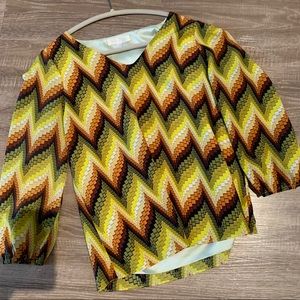 M M Couture Pattered Chevron Blouse Medium
